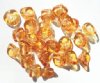 25 9mm Transparent Golden Topaz Three Petal Flower Drop Beads